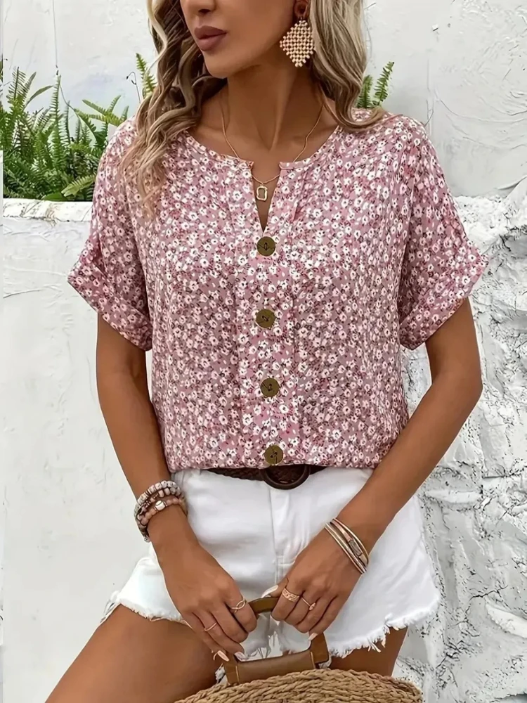Romper Floral Print - Plus Größe frauen Shirts 2025, Frühling