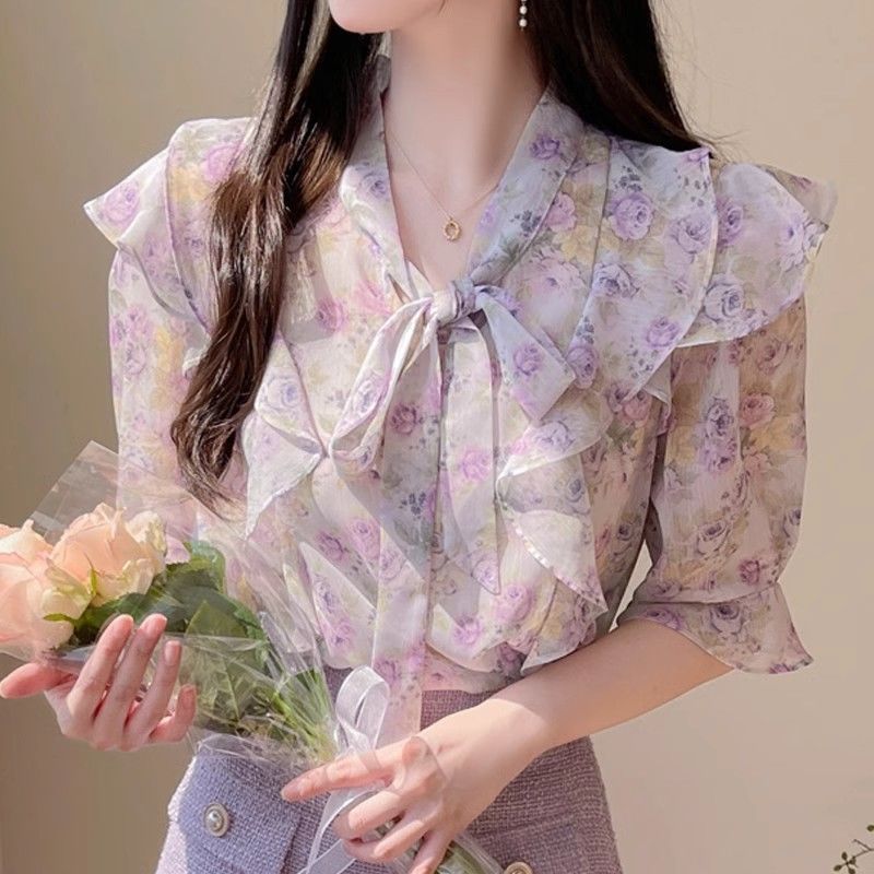 Damen-Bluse aus Chiffon mit Bl – Romper Floral Print Bewertung und Preis