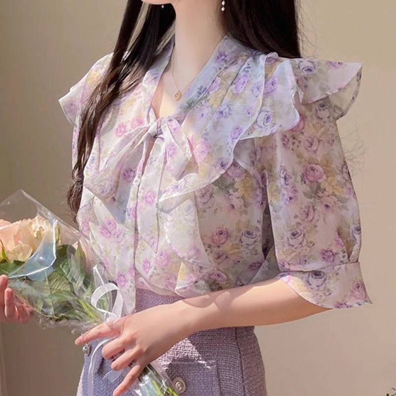 Damen-Bluse aus Chiffon mit Bl – Romper Floral Print Bewertung und Preis