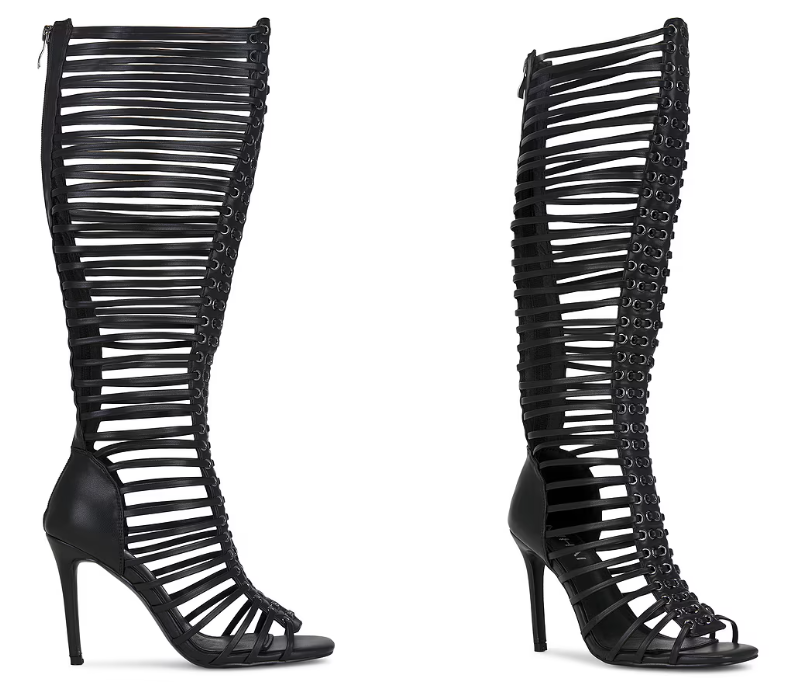 Damen Schwarze Riemchen-Stiefe – Sandal Strappy Heeled Bewertung und Preis
