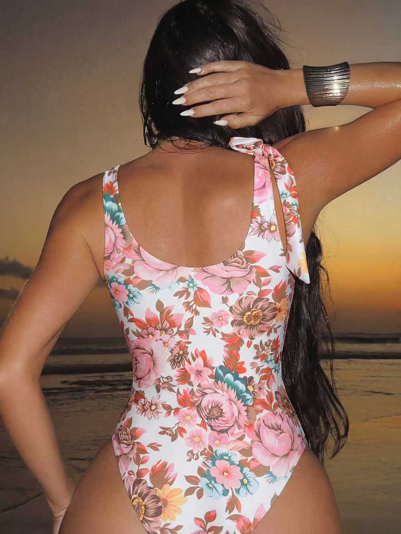 2026 Damen Blumenmuster Geraff – Swimsuit Bikini Ruched Bewertung und Preis