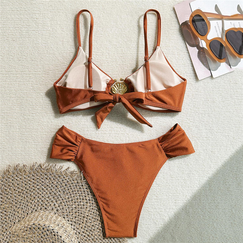 Metallring-Badeanzug Sexy Wein – Swimsuit Bikini Ruched Bewertung und Preis